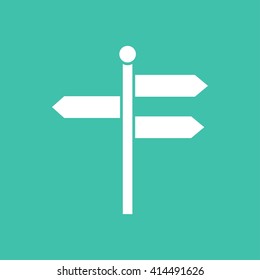 Signpost    vector icon. White  illustration isolated on green  background for graphic and web design.