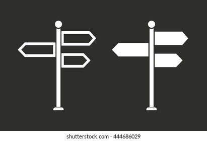 Signpost vector icon. White illustration isolated on black background for graphic and web design.