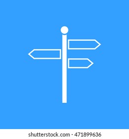 Signpost vector icon. White illustration isolated for graphic and web design.
