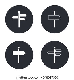 Signpost  - vector icon in white  on a black background.