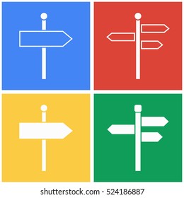 Signpost vector icons set. White illustration isolated for graphic and web design.
