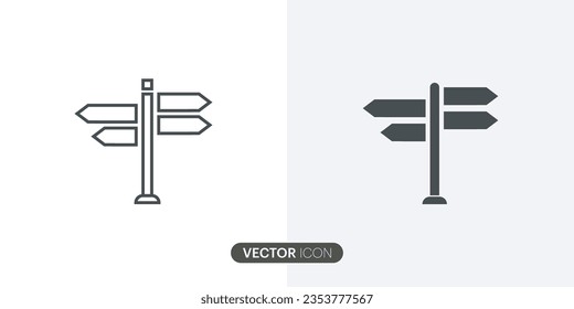 signpost vector icon,Traffic direction best flat icon in modern design style for web site and mobile app.Different style icons.Vector Illustration