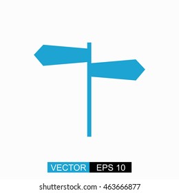 Signpost vector. Isolated blue icon on white background.