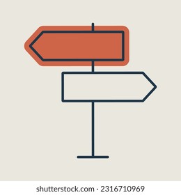 Signpost vector isolated icon. Navigation sign. Graph symbol for travel and tourism web site and apps design, logo, app, UI