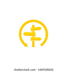 Signposts and arrows logo deesign vector icon illsutration inspiration