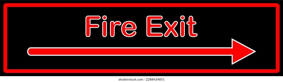 señalización con inscripciones de salida de incendios y flechas en forma de cajas negras con escritura roja