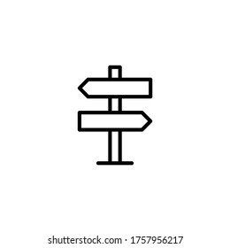 signposts vector icon in black line style icon, style isolated on white background
