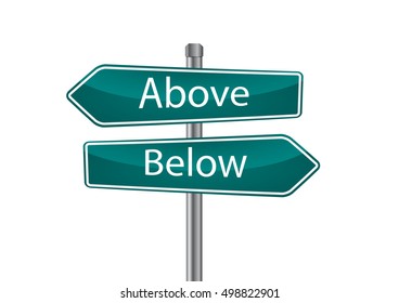 Signs with above and below pointing in opposite directions