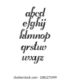 Signs of the alphabet. Calligraphic font. Vector illustration