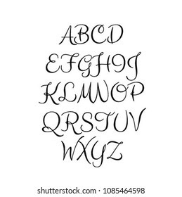 Signs of the alphabet. Calligraphic font. Vector illustration