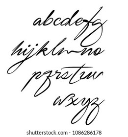 Signs of the alphabet. Calligraphic font. Vector illustration