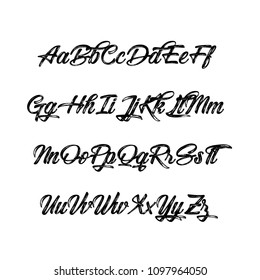 Signs of the alphabet. Calligraphic font. Vector illustration