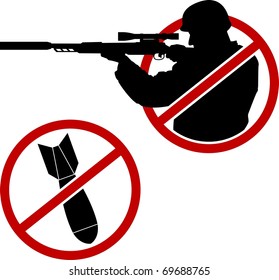 signs of antisniper and no war. vector illustration