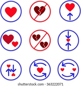 signs with arrows and hearts