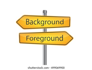 Signs with background and foreground pointing in opposite directions