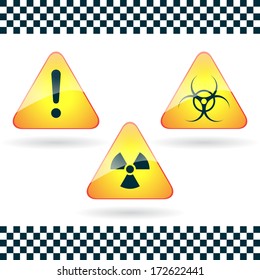 Signs bio hazard, radioactive danger.Vector set.