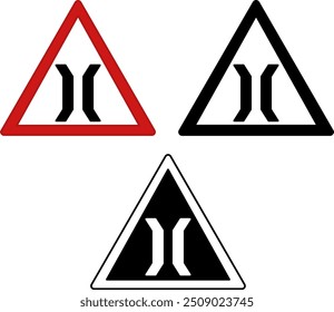 Signs Bridge Ahead. Road Signs. Red, Black, and White Vector Icons