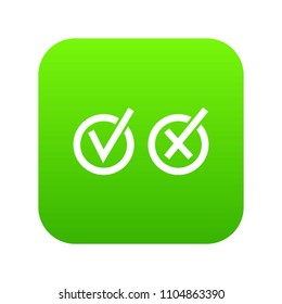 Signs of choice of tick and cross in circles icon digital green for any design isolated on white vector illustration