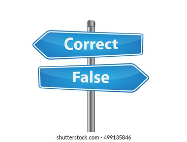 Signs with correct and false pointing in opposite directions