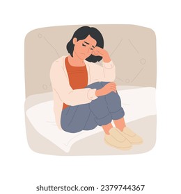 Signs of depression isolated cartoon vector illustration. Teenage depression, emotional burnout, sad girl having suicise thoughts, negative mood, teen psychological problem vector cartoon.