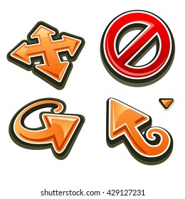 Signs of direction isolated on a white background. Cartoon vector close-up illustration.