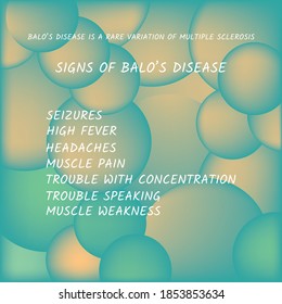 signs of Balo’s disease.Vector illustration for medical journal or brochure. 