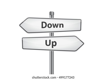Signs with down and up pointing in opposite directions