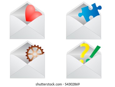 Signs in envelope. Vector Icons.