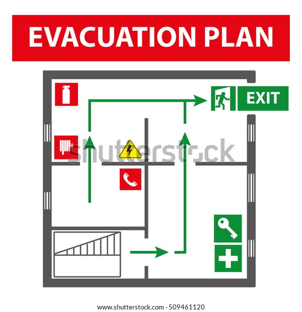 Signs Evacuation Plan Building Case Fire Stock Vector (Royalty Free