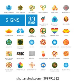 Signs flat icons set