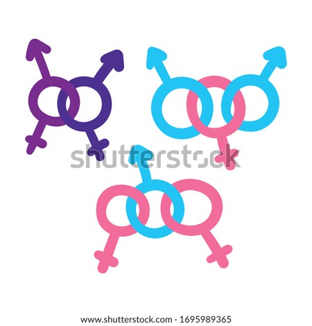 Signs of gender. Non-traditional relationships. Vector illustration.