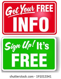 Los carteles hacen que los usuarios se registren para obtener información de la tienda gratuita y se unan al sitio web
