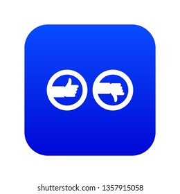Signs hand up and down icon digital blue for any design isolated on white vector illustration