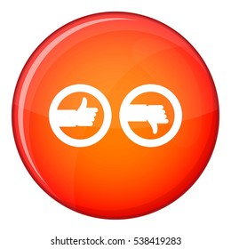 Signs hand up and down icon in red circle isolated on white background vector illustration