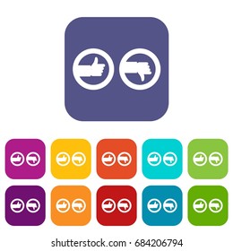 Signs hand up and down icons set