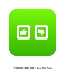 Signs hand up and down in squares icon digital green for any design isolated on white vector illustration