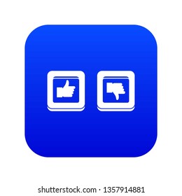 Signs hand up and down in squares icon digital blue for any design isolated on white vector illustration