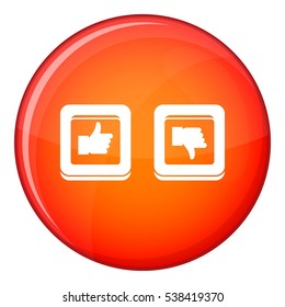 Signs hand up and down in squares icon in red circle isolated on white background vector illustration