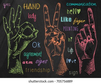 Signs hands. Friendship.