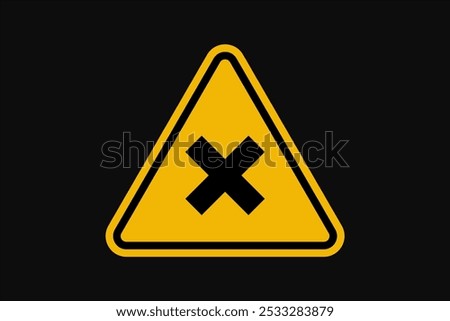 Signs of harmful or irritating substances. Irritating substance warning sign. Yellow triangle sign with a cross icon inside. Danger, allergic irritants are harmful to health. stock illustration