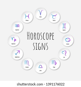 Signs for horoscope. Astrology symbols. Zodiac signs set