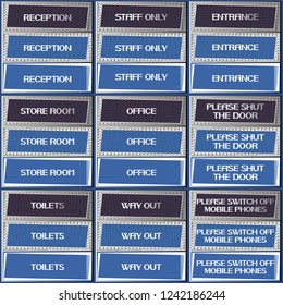 Signs, Hotels and other public objects.
Special text posters for the building, denoting the purpose of the premises.