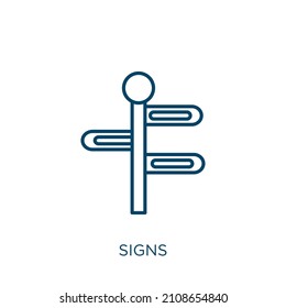 signs icon. Thin linear signs outline icon isolated on white background. Line vector signs sign, symbol for web and mobile