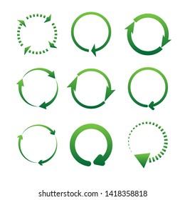 Signs and icons. Ecology set. Recycling. Different arrows and circles