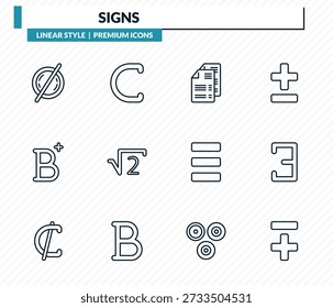 Zeichen Symbole gesetzt - leer, ist ein Unterabschnitt, Dokument-Blätter, gibt es, weniger plus Umriss Vektor-Sammlung.