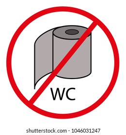 Signs to indicate can be thrown to the toilet, icon not to throw to the toilet.