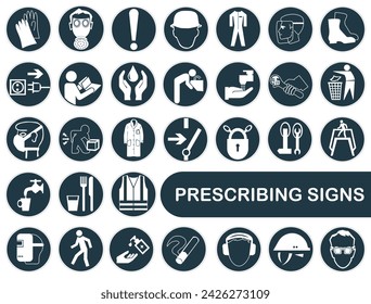 Signs indicating correct actions. Directional signs. Danger warning signs.  EPS 10.