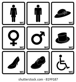 Signs indicating Women's and Men's Toilets