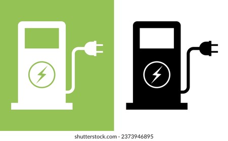 Signs, logos, electric car charging stations Placed separately from the background ,vector illustration