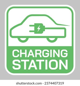 Signs, logos, electric car charging stations Placed separately from the background ,vector illustration